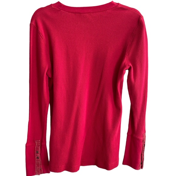 Women’s Large Sundance Magenta Crewneck Thermal with Velvet & Button Cuffs - Picture 3 of 5
